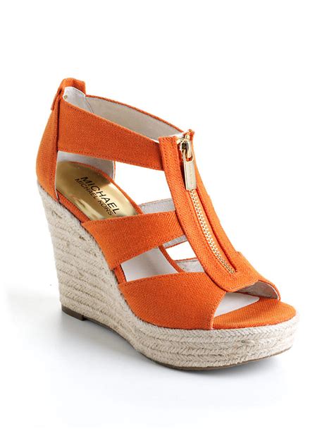 michael kors orange wedge sandals|michael kors platform wedge sandals.